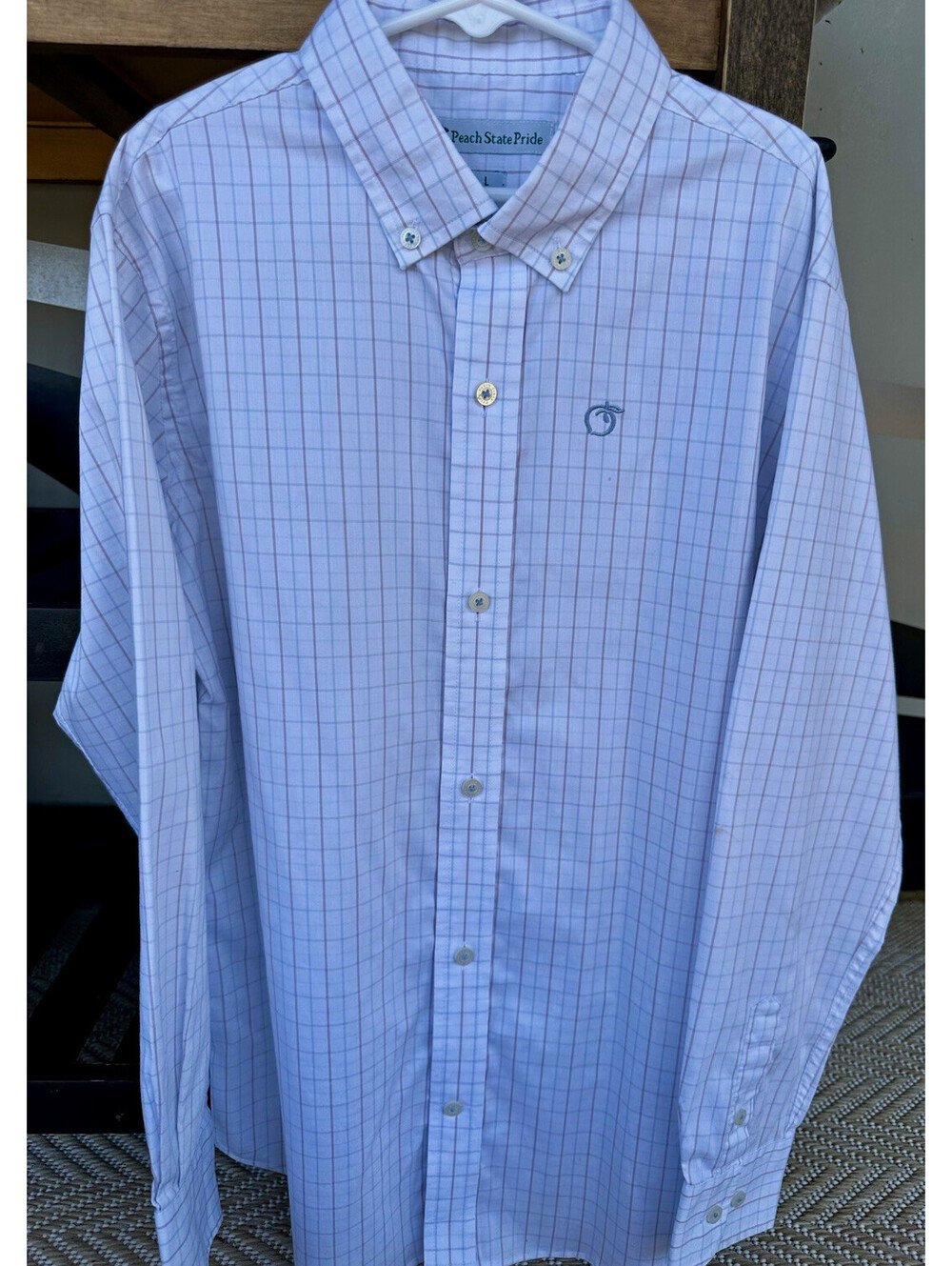 Peach State Pride Boy’s  L (12/14) Check Button-Down Long Sleeve